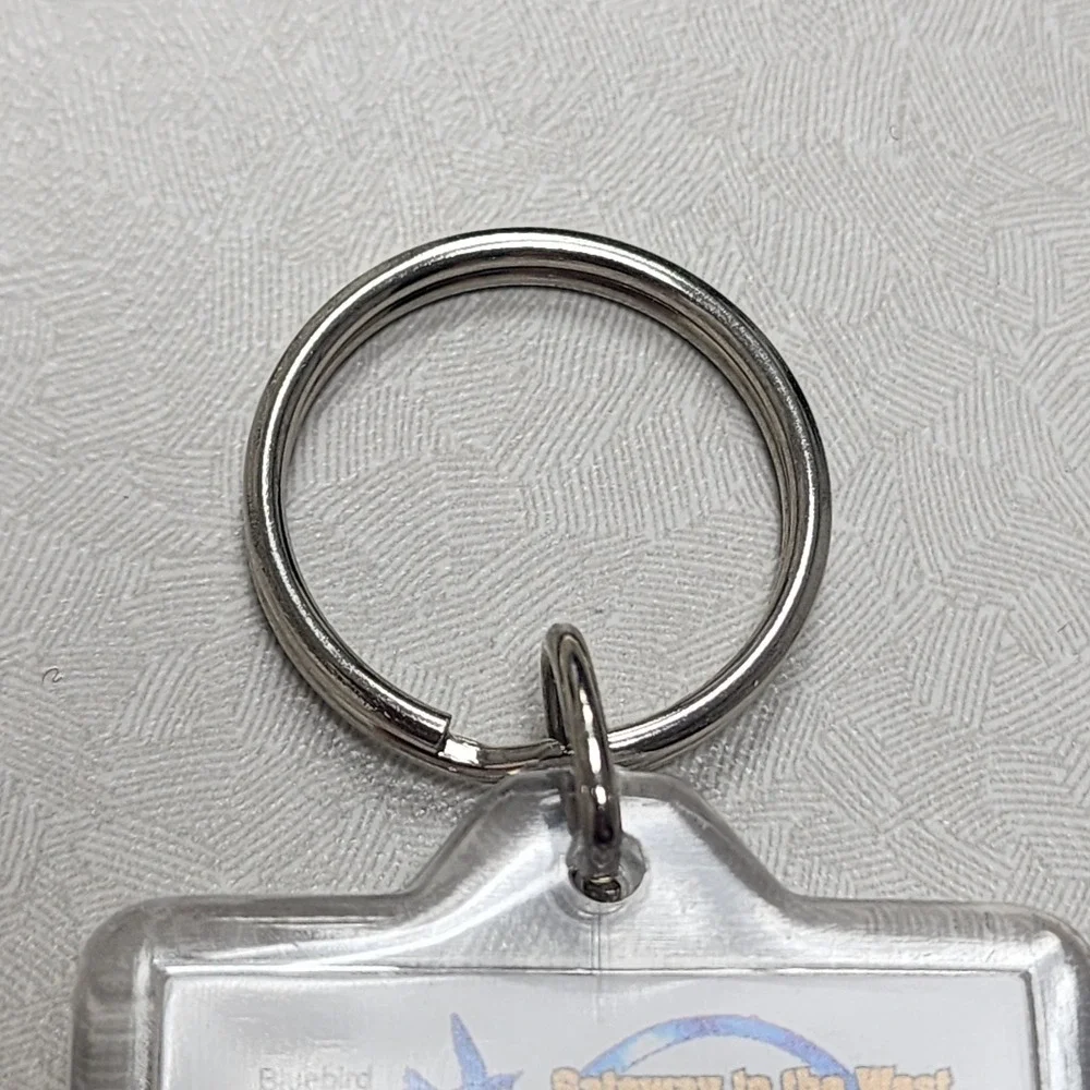 Vintage Route 66 Missouri Show Me State Square Lucite Keychain Ring Collectible